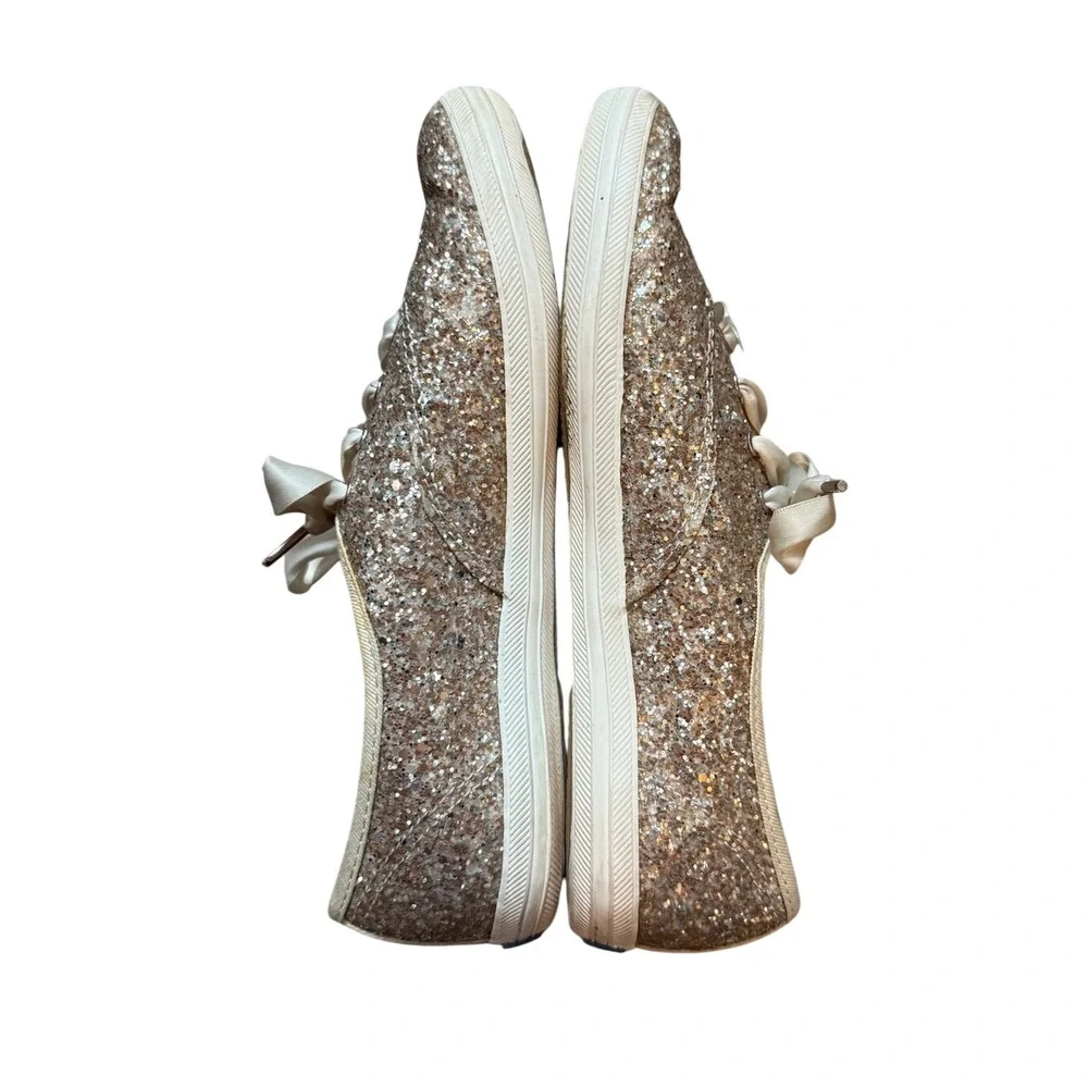 Keds x Kate Spade Rose Gold Glitter Lace Up Sneakers Size 6.5 Barbie Glam Bridal